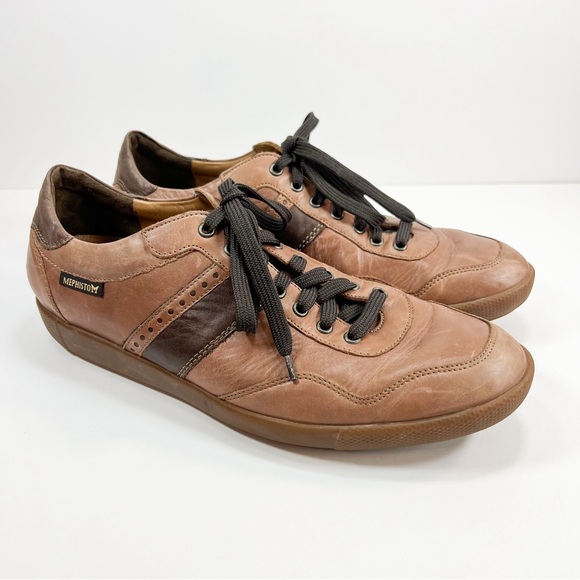 Mephisto Other - Mephisto Mens Air Relax Sneakers Urban Chestnut Brown Tan Leather Lace Up size 9